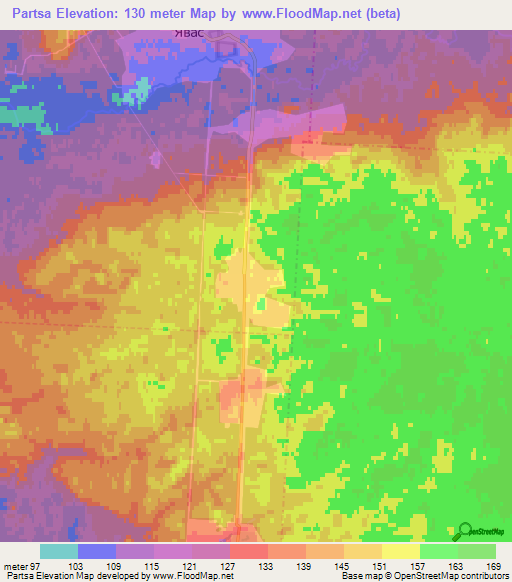 Partsa,Russia Elevation Map