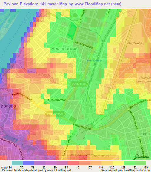 Pavlovo,Russia Elevation Map