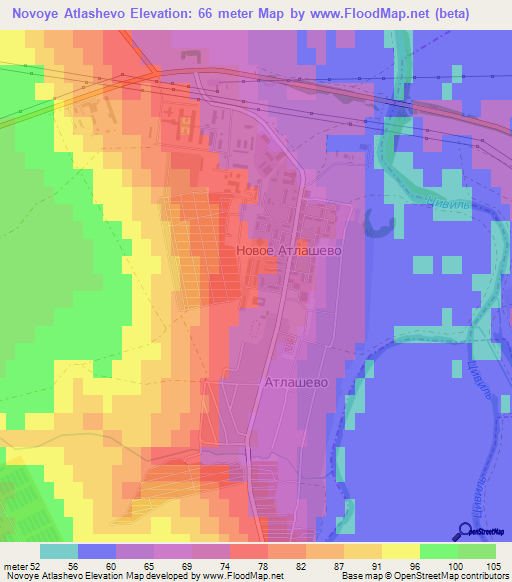 Novoye Atlashevo,Russia Elevation Map