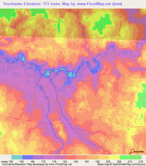 Vorchanka,Russia Elevation Map