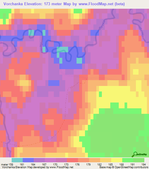 Vorchanka,Russia Elevation Map