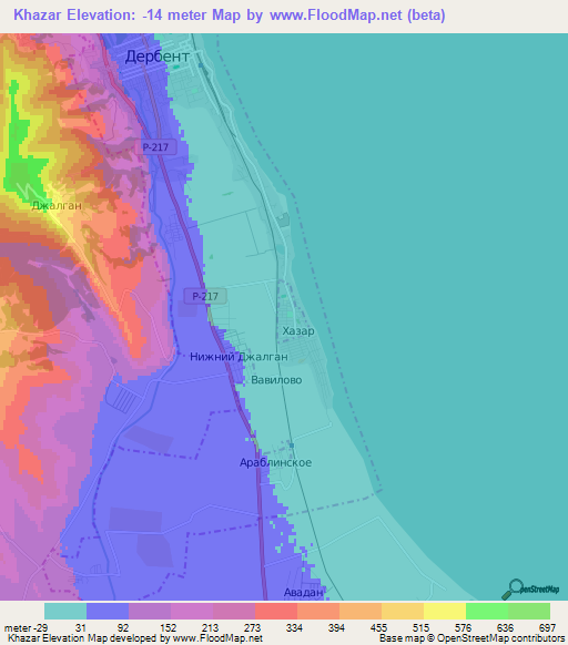 Khazar,Russia Elevation Map