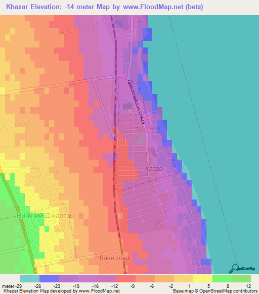 Khazar,Russia Elevation Map