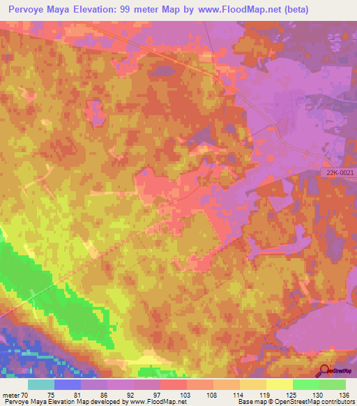 Pervoye Maya,Russia Elevation Map