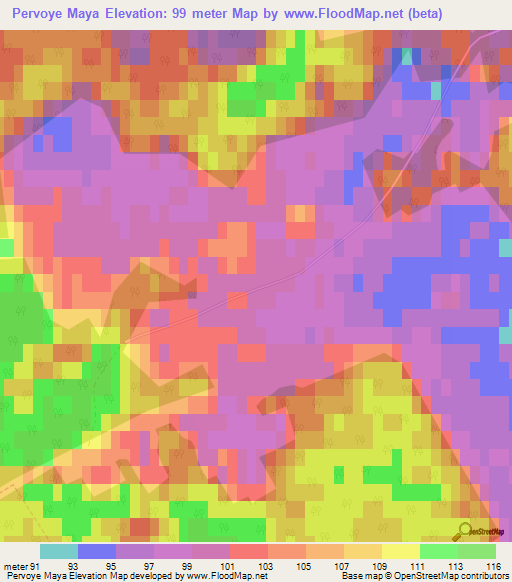 Pervoye Maya,Russia Elevation Map