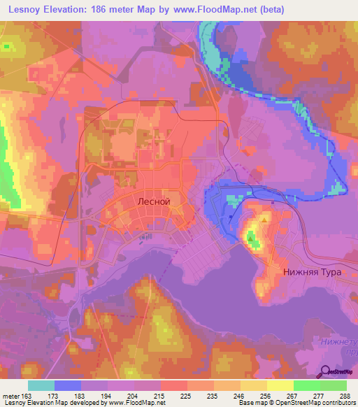 Lesnoy,Russia Elevation Map