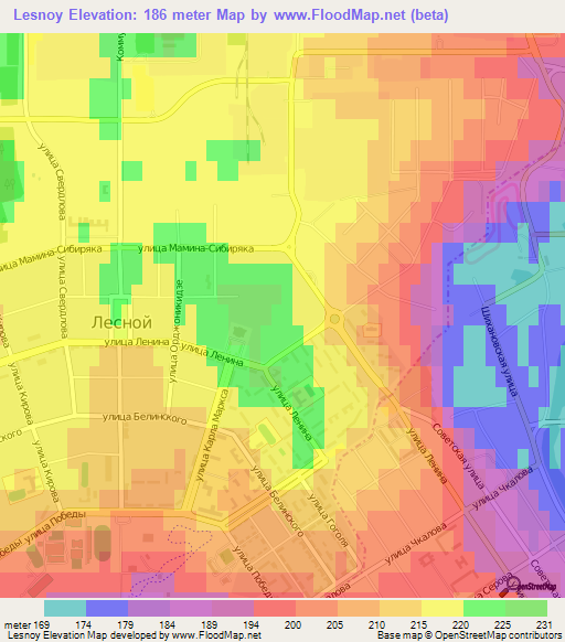 Lesnoy,Russia Elevation Map