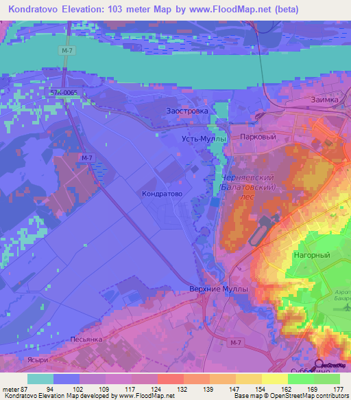 Kondratovo,Russia Elevation Map