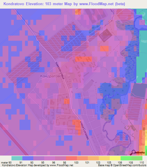 Kondratovo,Russia Elevation Map