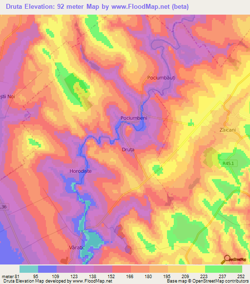 Druta,Moldova Elevation Map