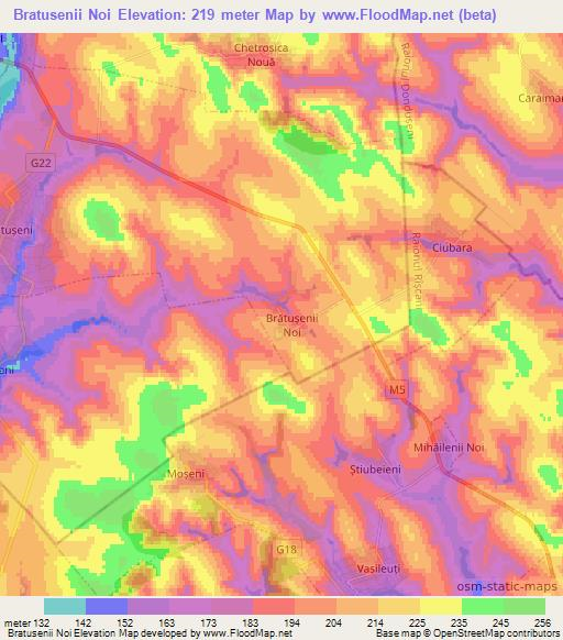 Bratusenii Noi,Moldova Elevation Map