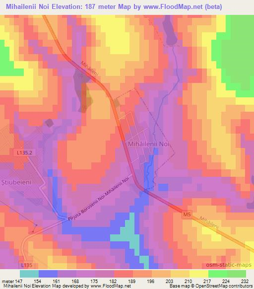 Mihailenii Noi,Moldova Elevation Map