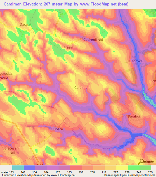 Caraiman,Moldova Elevation Map