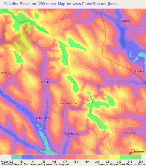 Ghizdita,Moldova Elevation Map