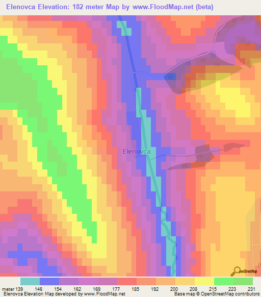 Elenovca,Moldova Elevation Map