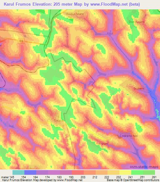 Karul Frumos,Moldova Elevation Map