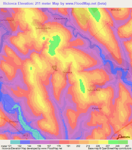 Iliciovca,Moldova Elevation Map