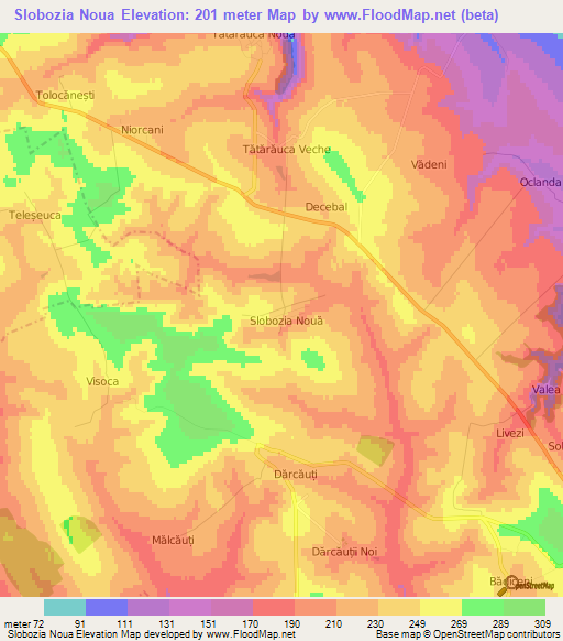 Slobozia Noua,Moldova Elevation Map