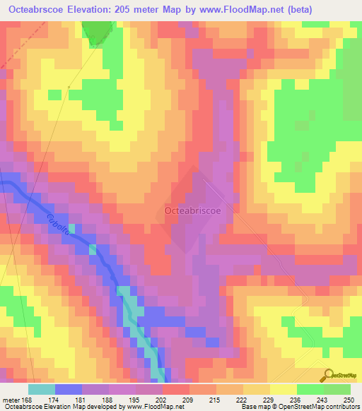 Octeabrscoe,Moldova Elevation Map