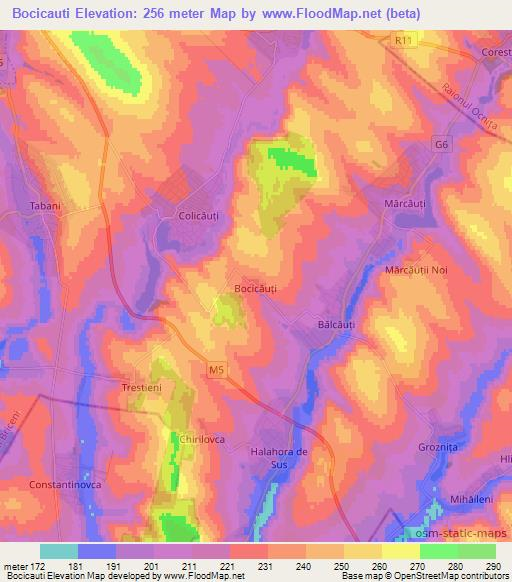 Bocicauti,Moldova Elevation Map