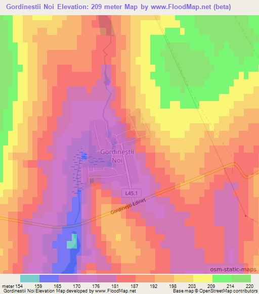 Gordinestii Noi,Moldova Elevation Map