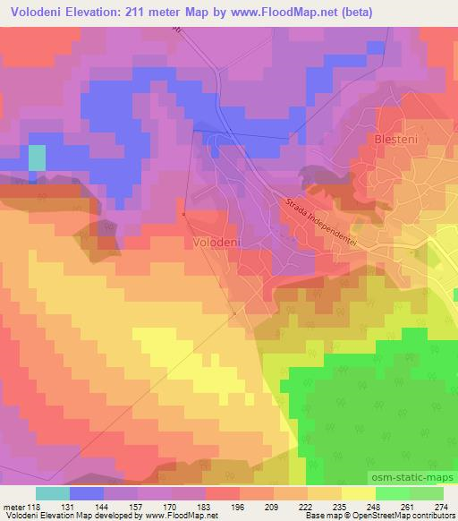 Volodeni,Moldova Elevation Map