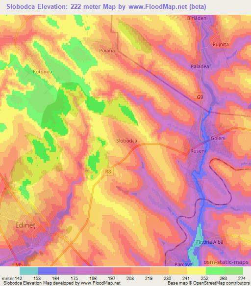 Slobodca,Moldova Elevation Map