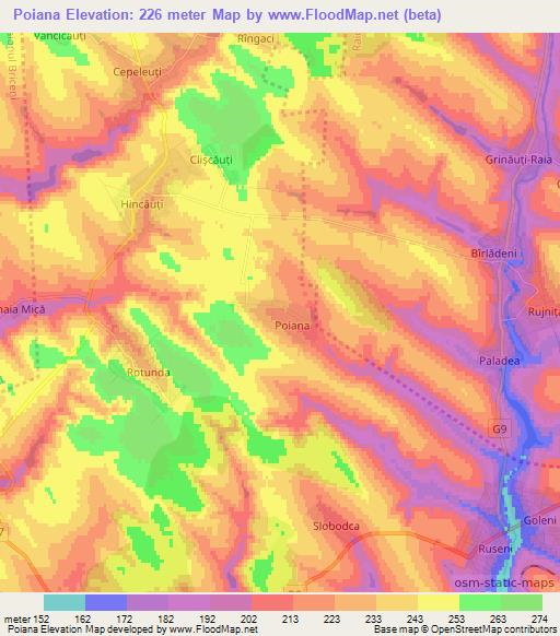 Poiana,Moldova Elevation Map