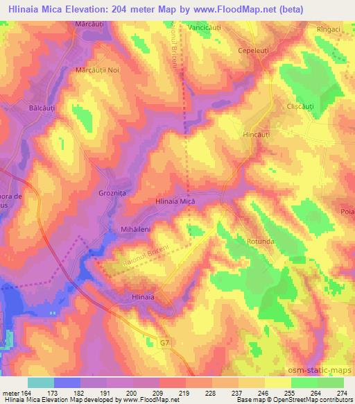 Hlinaia Mica,Moldova Elevation Map