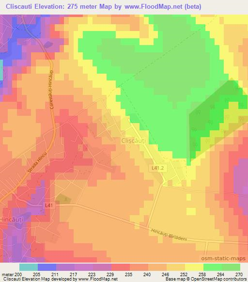 Cliscauti,Moldova Elevation Map