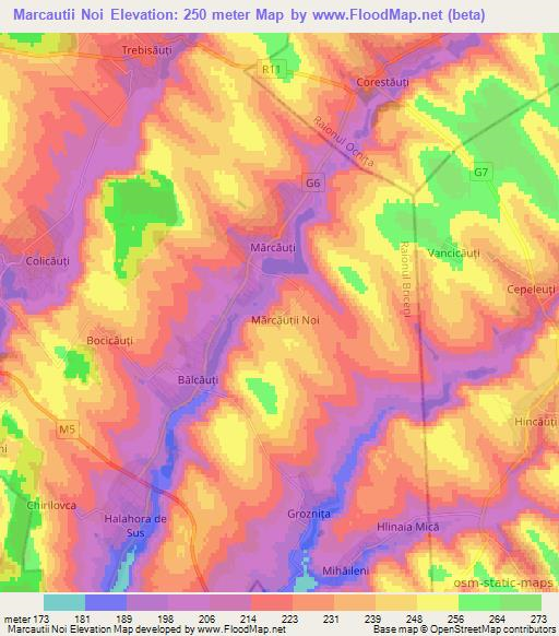 Marcautii Noi,Moldova Elevation Map