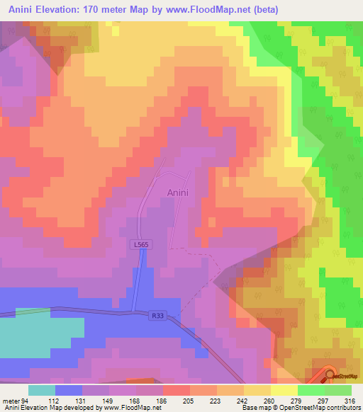 Anini,Moldova Elevation Map