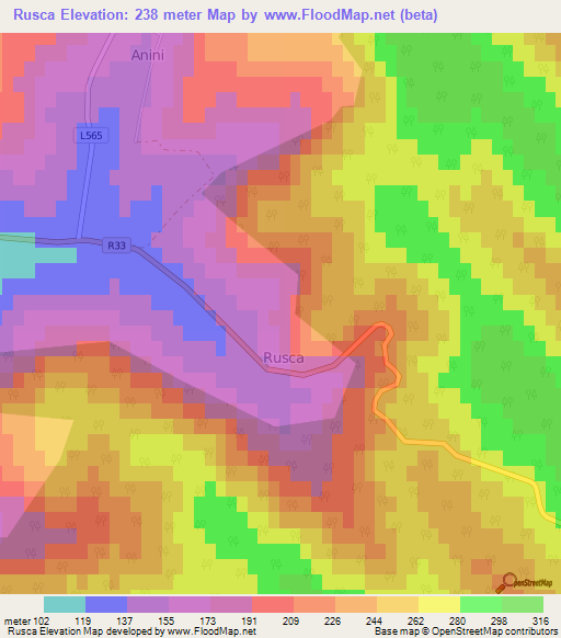 Rusca,Moldova Elevation Map