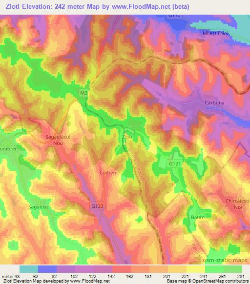 Zloti,Moldova Elevation Map