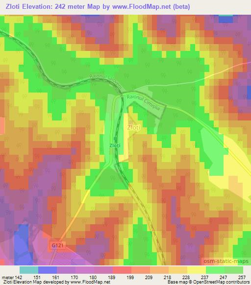 Zloti,Moldova Elevation Map