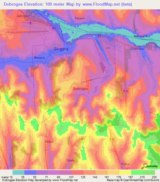 Dobrogea,Moldova Elevation Map