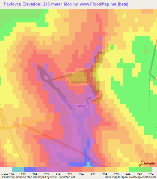 Pavlovca,Moldova Elevation Map