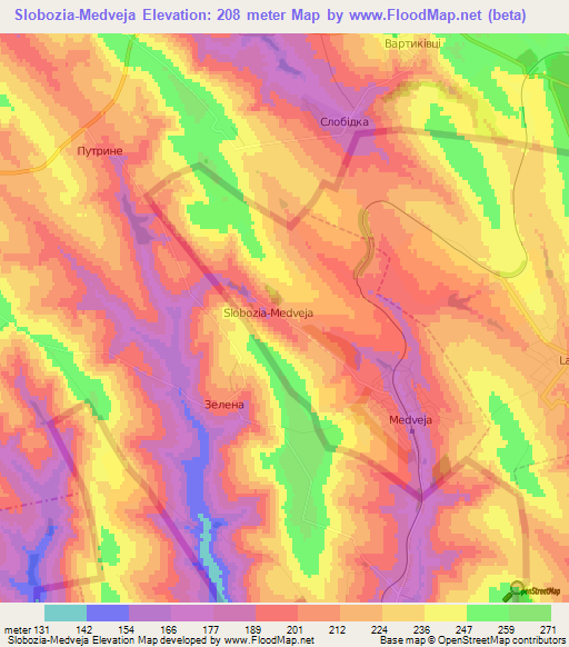 Slobozia-Medveja,Moldova Elevation Map