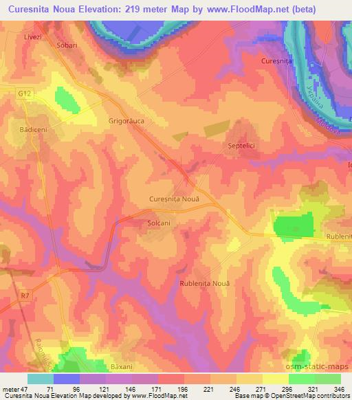 Curesnita Noua,Moldova Elevation Map