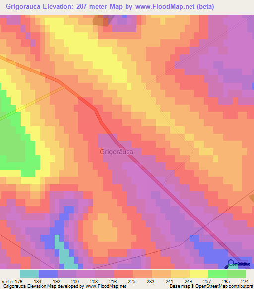 Grigorauca,Moldova Elevation Map