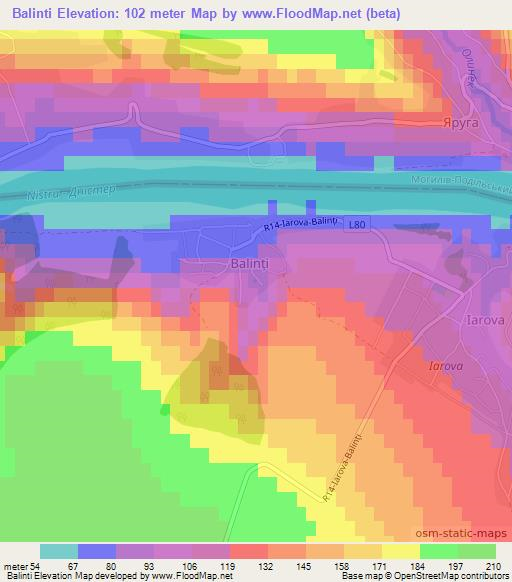 Balinti,Moldova Elevation Map