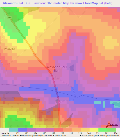 Alexandru cel Bun,Moldova Elevation Map