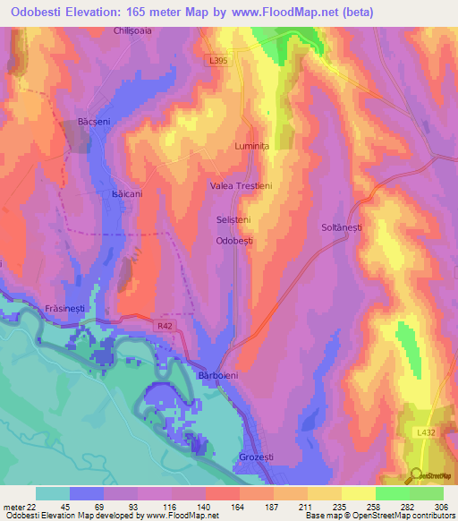 Odobesti,Moldova Elevation Map