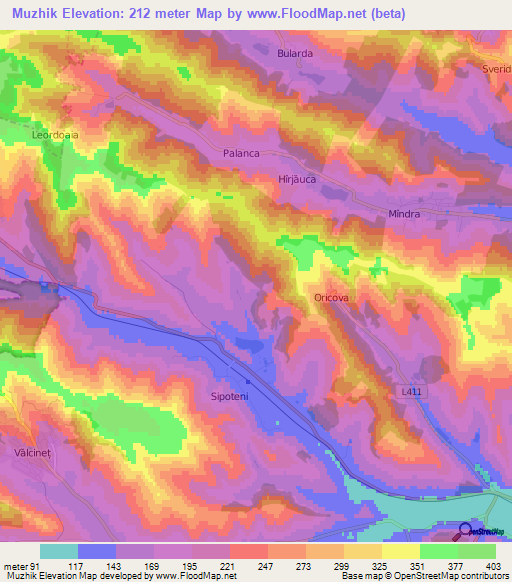 Muzhik,Moldova Elevation Map