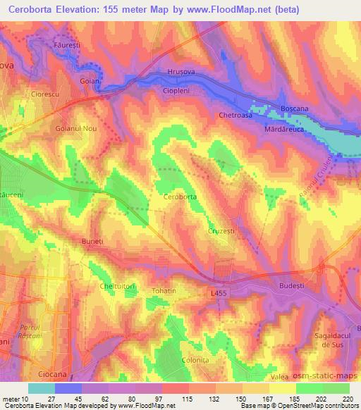 Ceroborta,Moldova Elevation Map