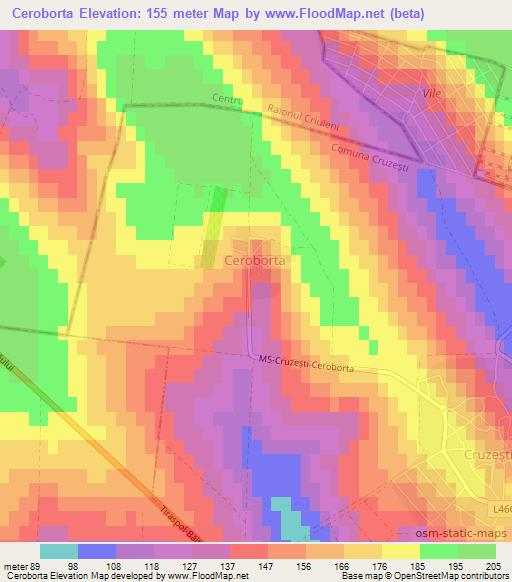 Ceroborta,Moldova Elevation Map