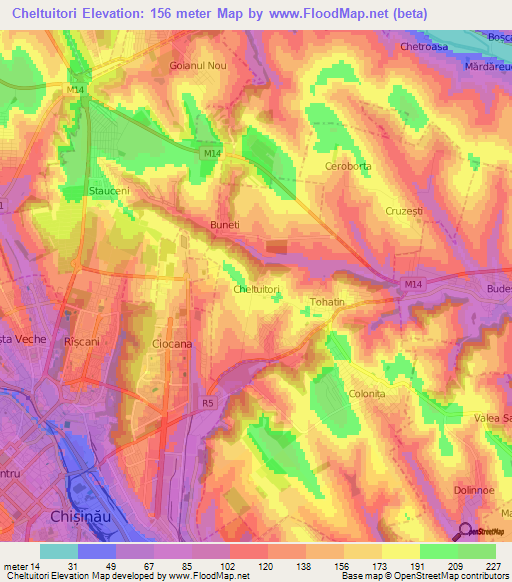 Cheltuitori,Moldova Elevation Map