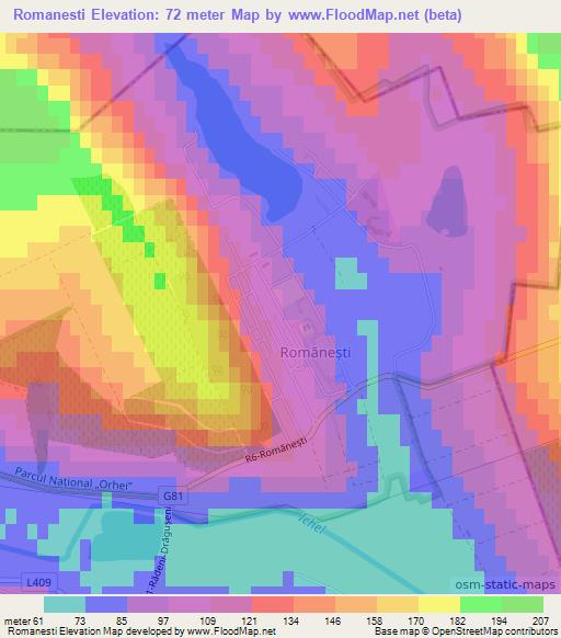 Romanesti,Moldova Elevation Map