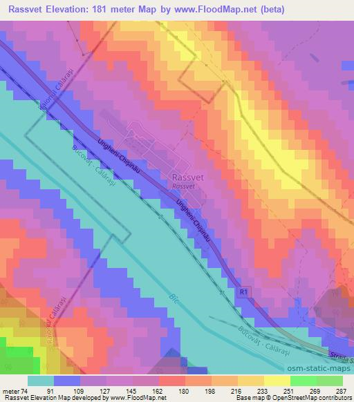 Rassvet,Moldova Elevation Map