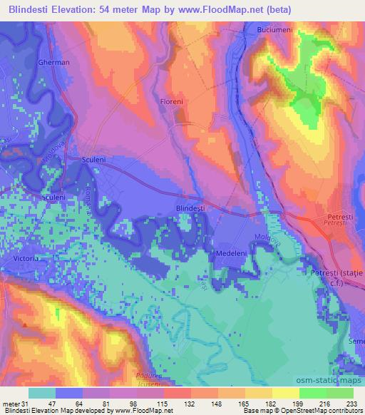 Blindesti,Moldova Elevation Map